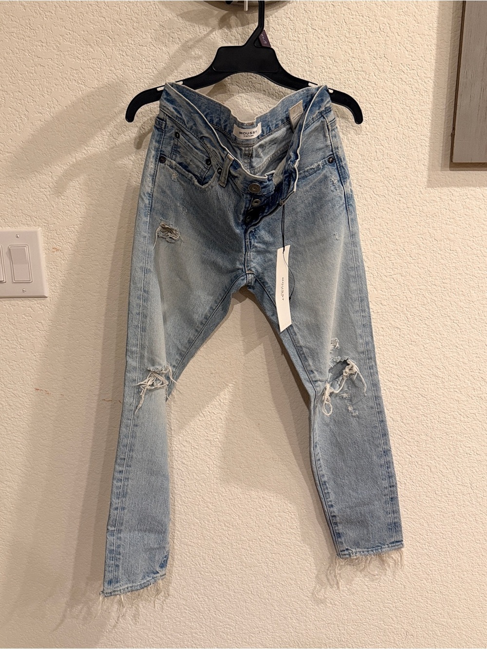 Moussy Light Blue Distressed Boyfriend Jeans